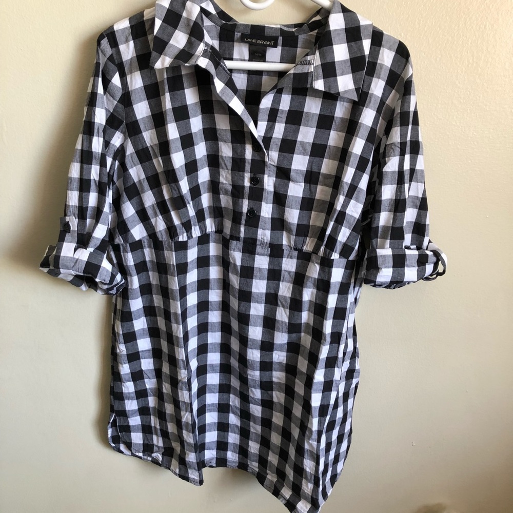 Lane Bryant Black and White Plaid Shirt 14/16